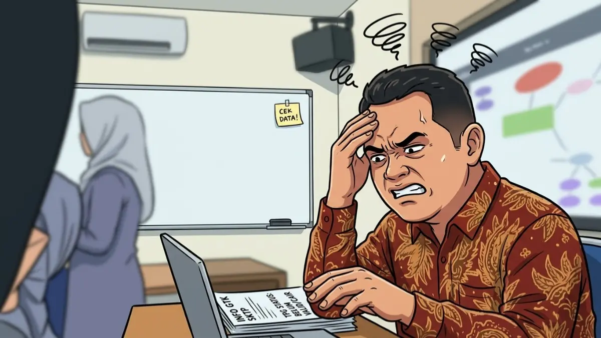 Ilustrasi guru yang TPG Juli 2026-nya belum cair (YouTube PPG Kemendikdasmen/Diolah dengan Gemini AI)