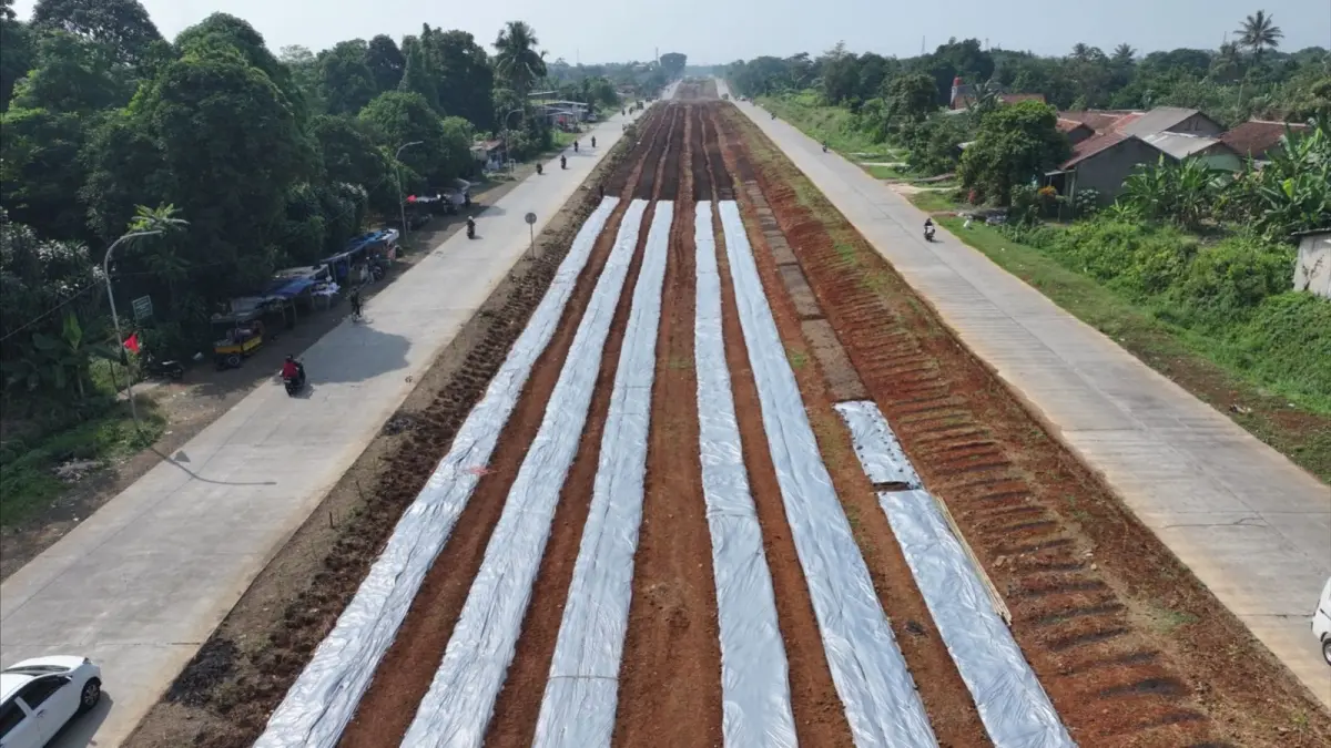 Tampak kondisi lahan di Jalan Raya Bomang yang dikelola jadi lahan pertanian.