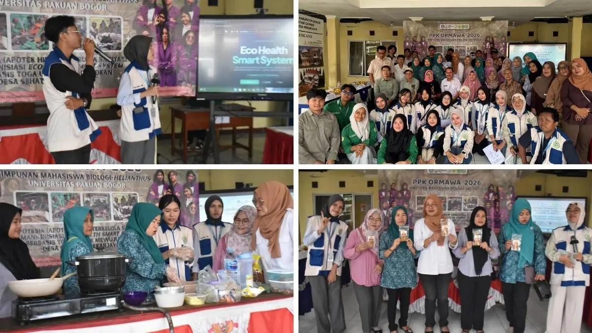 Mahasiswa Unpak Bogor saat memberikan workshop di Desa Sehat Mekarjaya. Foto: Unpak for Radar Bogor