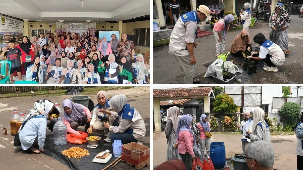 Pengenalan olah limbah dilakukan PPK Ormawa HMB Helianthus Unpak Bogor di Desa Mekarjaya, Kecamatan Ciomas, Kabupaten Bogor. Foto: Unpak for Radar Bogor