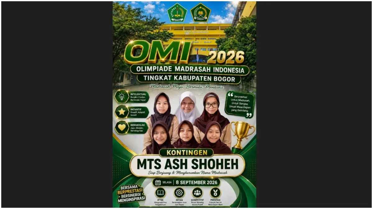 6 Siswa MTs Ash Shoheh Citeureup mengikuti OMI tingkat Kabupaten Bogor, Selasa 8 September 2026.