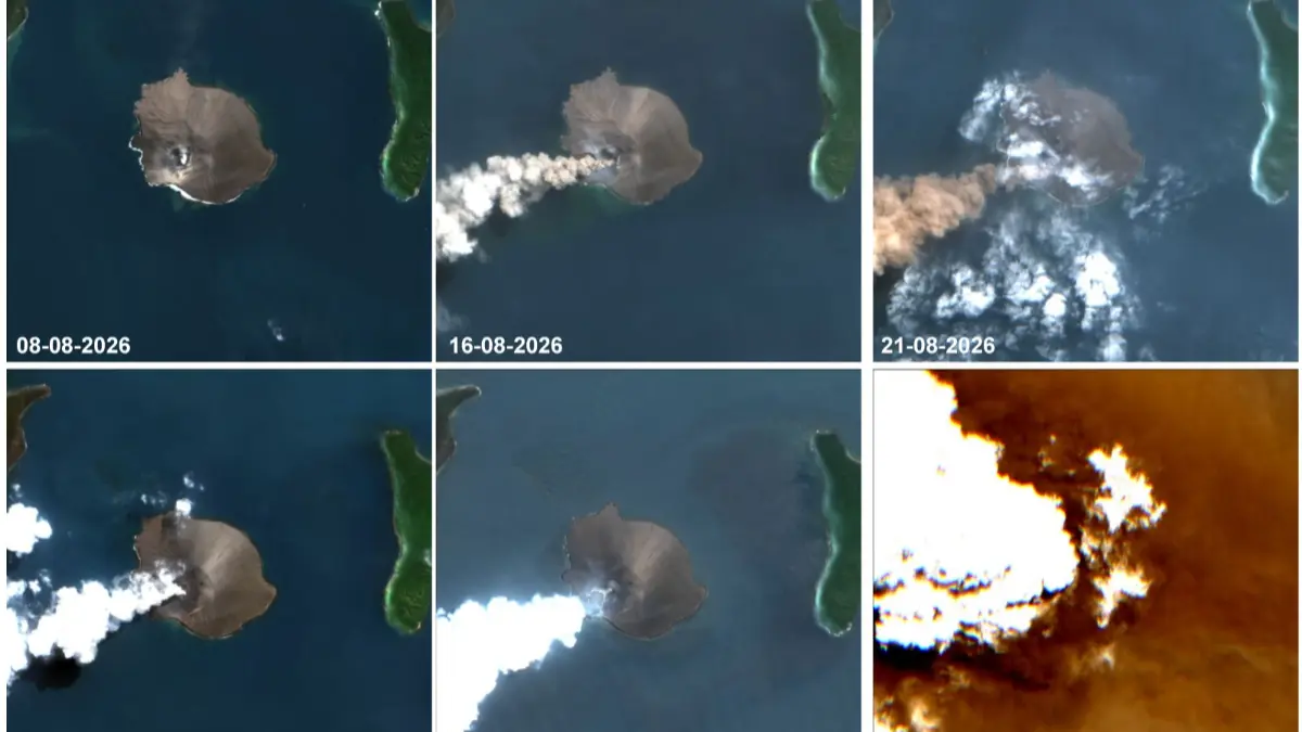 Badan Informasi Geospasial (BIG) merilis hasil Citra Satelit yang merekam perubahan aktivitas hingga erupsi anak krakatau. (Dok. Badan Informasi Geospasial)