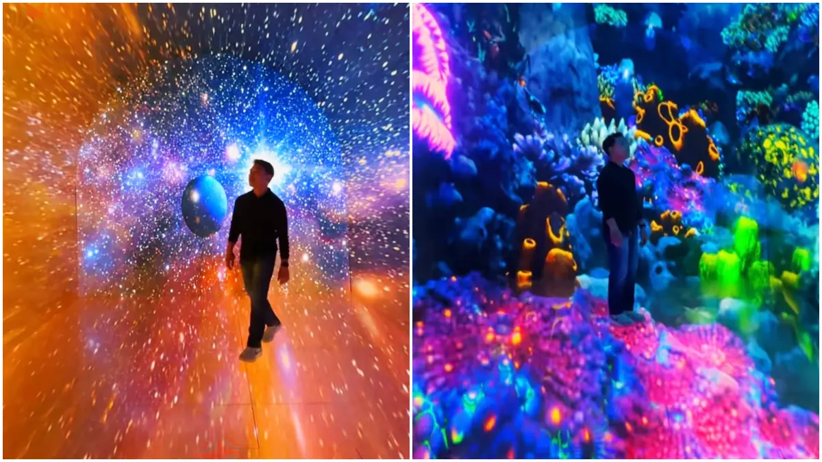 Suasana wisata visual lewat Earth Glow Immersive Tunnel di Jakarta. (Foto: Tiktok @agunnafs)