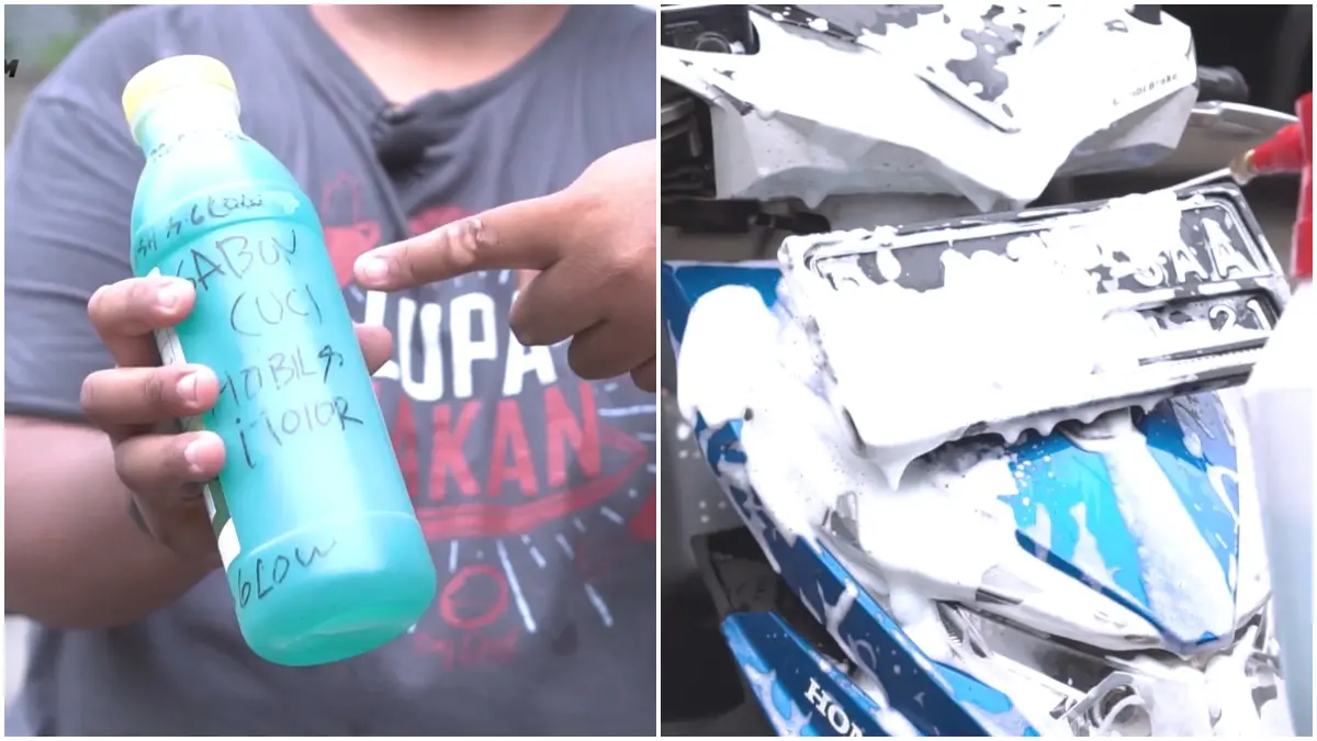 Tutorial membuat sabun cuci untuk motor yang bisa ditiru di rumah. (Foto: Kanal Youtube @MotorPlus)
