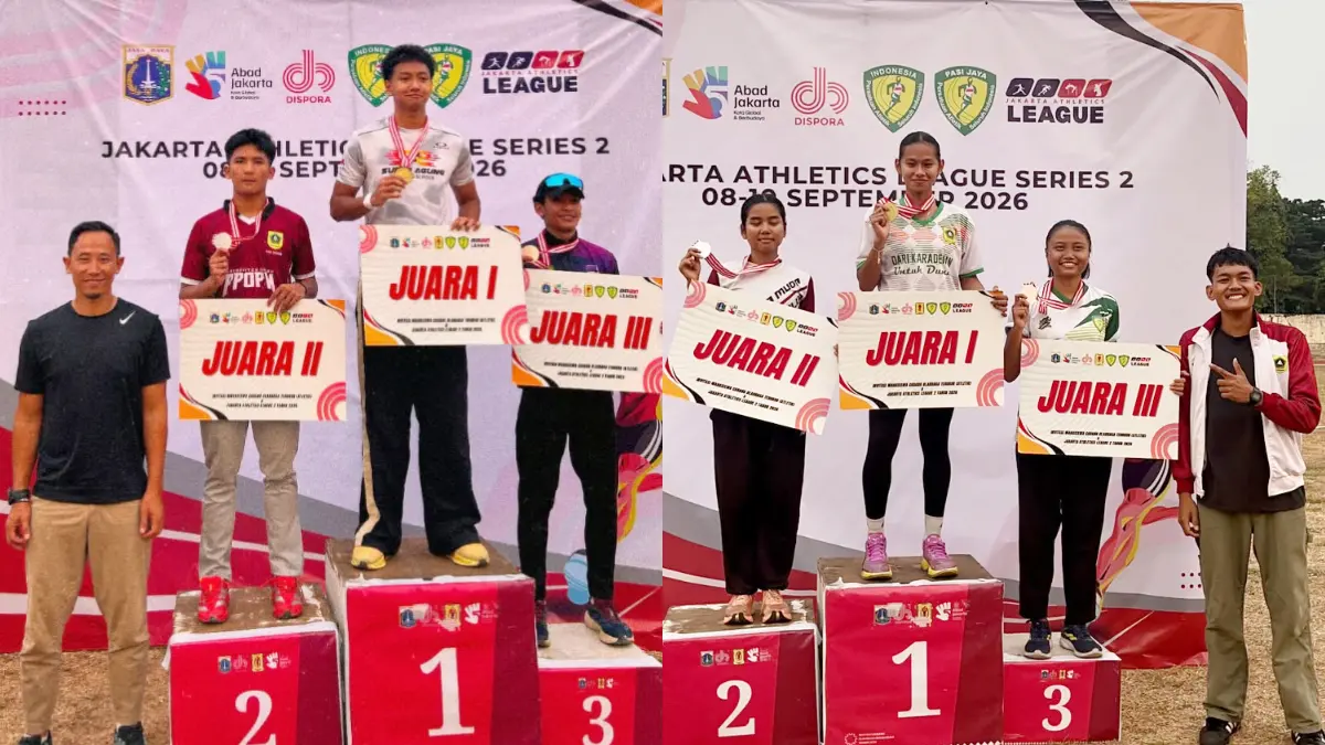 Atlet PPOPM Kabupaten Bogor Shasya Agustien dan Muhammad Tofa berhasil menyumbangkan masing-masing satu medali emas dan perak pada hari pertama Kejurnas Atletik di Rawamangun, Jakarta. (Dok. PPOPM Kabupaten Bogor)