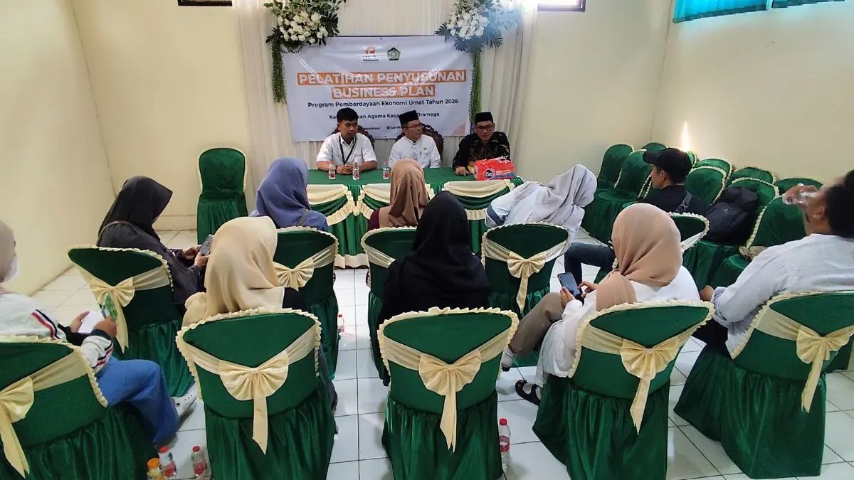 Pelatihan penyusunan business plan yang digelar KUA Kecamatan Dramaga bersama LAZ Rabbani Rabu 9 September 2026.