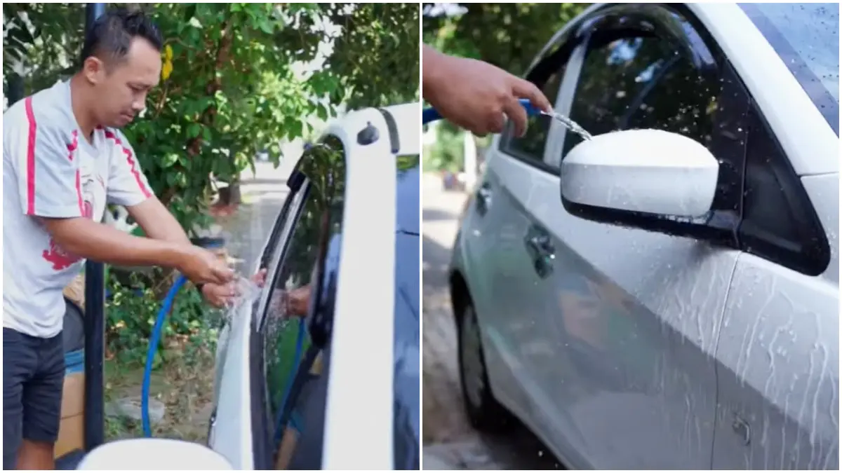 Cara cuci mobil yang baik agar mobil tampak bersih seperti baru. (Foto: Kanal YouTube Mas Wahid)