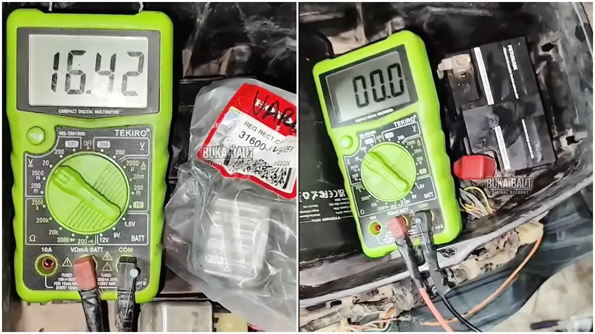 Tampilan pengecekkan kiprok agar aki pada motor tidak cepat tekor. (Foto: Kanal Youtube @BukaBautChannel)