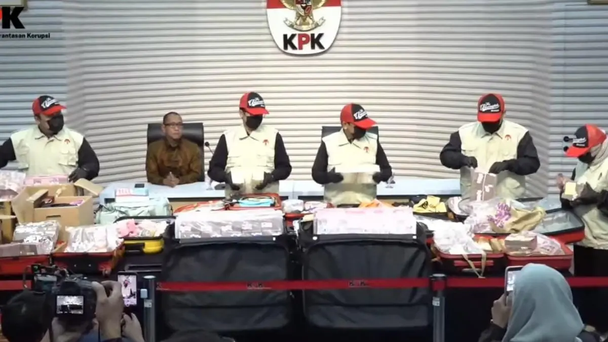 KPK saat menggelar konferensi pers terkait kasus dugaan korupsi di lingkungan Kementrian ATR/BPN termasuk BPN Kabupaten Bogor. (YouTube KPK RI)