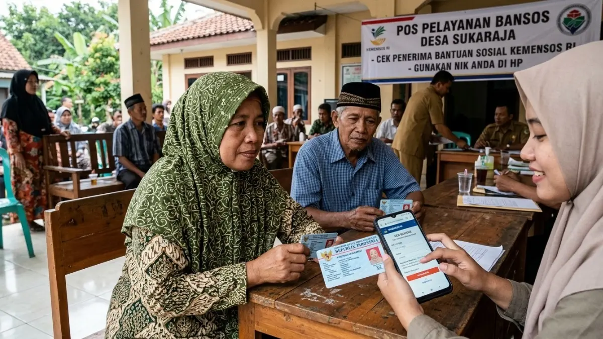 Ilustrasi pengecekan penerima bansos BLT Dana Desa. (Gemini AI)