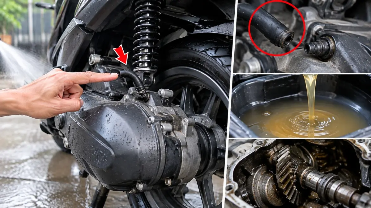 Ilustrasi selang pernapasan gardan motor yang lepas (Ilustrasi Gemini AI)