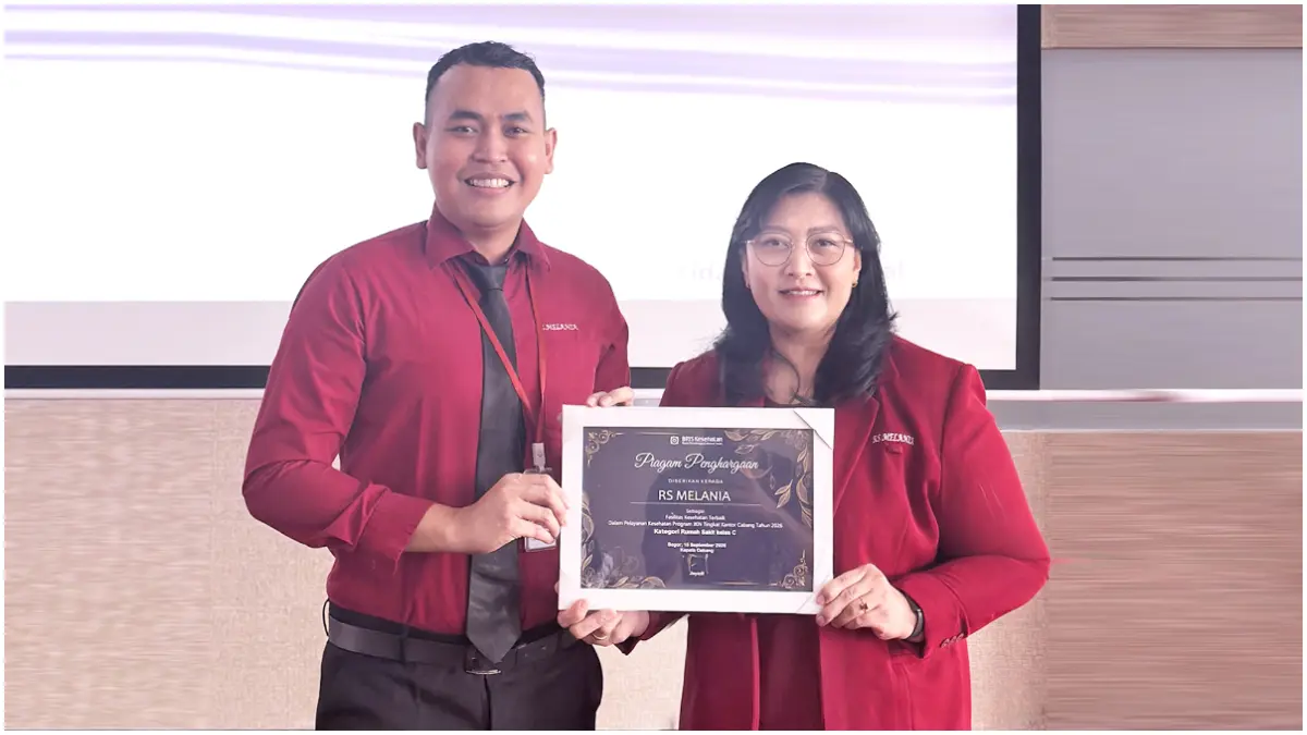 RS Melania Bogor menerima penghargaan sebagai Fasilitas Kesehatan Terbaik dari BPJS Kesehatan.
