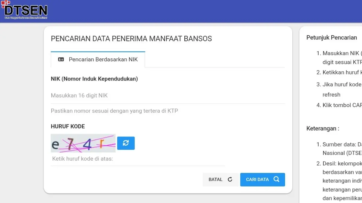 Ilustrasi cek bansos BPNT Rp600.000 (cekbansos.kemensos.go.id)