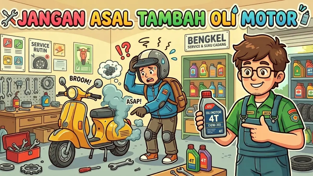 ILUSTRASI: Wajib tahu, jangan asal menambah oli pada motor.