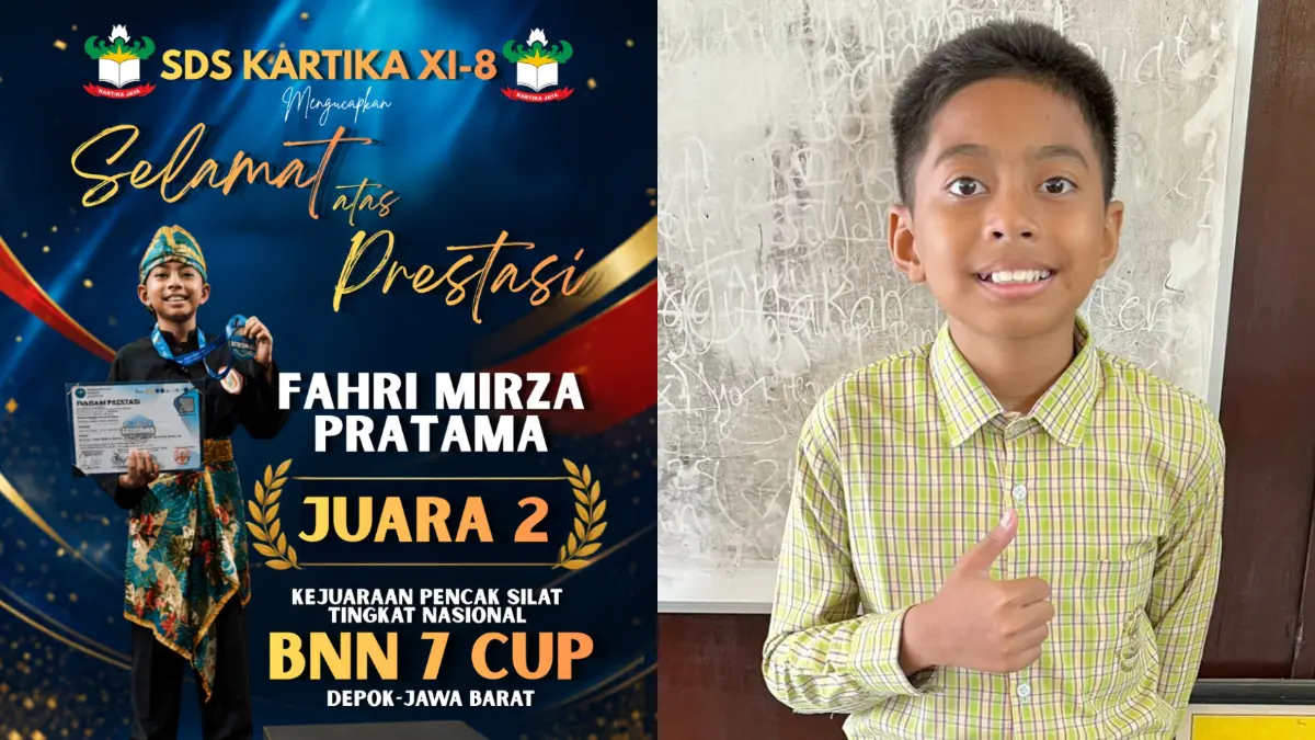 Fahri Mirza Pratama siswa kelas VI SDS Kartika XI-8 meraih juara 2 Kejuaraan Pencak Silat BNN 7 Cup. (Dok. Fahri)