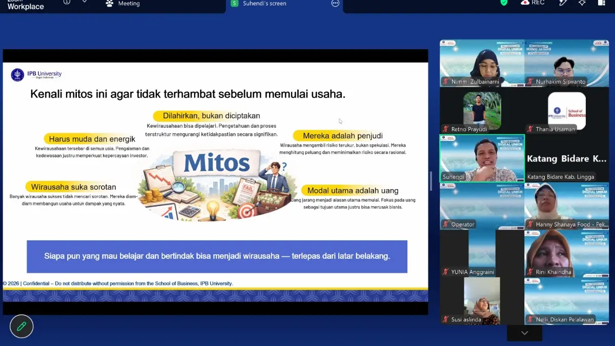 Pemaparan salah satu materi dalam Webinar Sosialisasi dan Pembekalan digelar oleh Tim Dosen Pulang Kampung atau DOSPULKAM IPB University (RADAR BOGOR/Asep Suhendar)