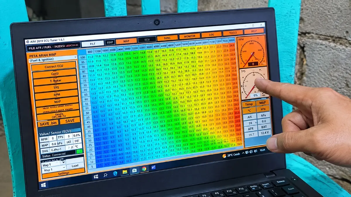 Penyetelan fitur O2 Correction pada software remap ECU (YouTube Yudikakakeke)