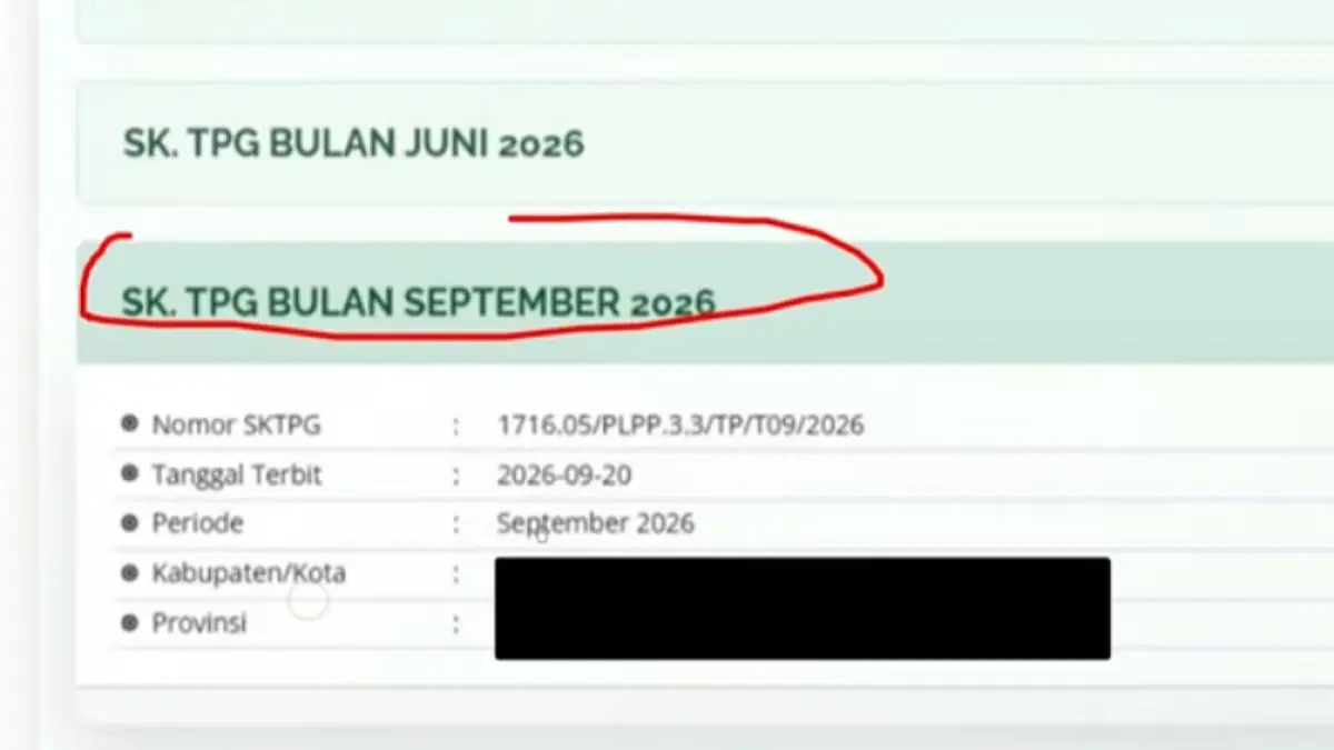 Ilustrasi TPG September 2026. (YouTube Mas Tio Kdr)