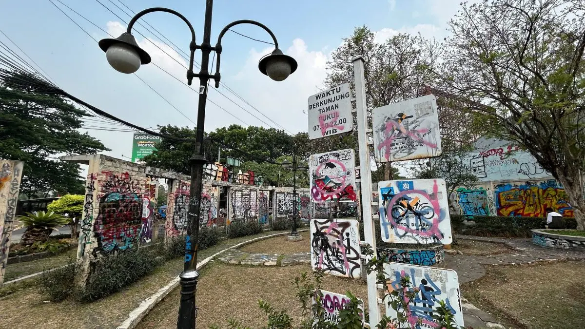 Kondisi terkini Taman Corat Coret Kecamatan Bogor Utara. (Foto : Fauzan/Radar Bogor)