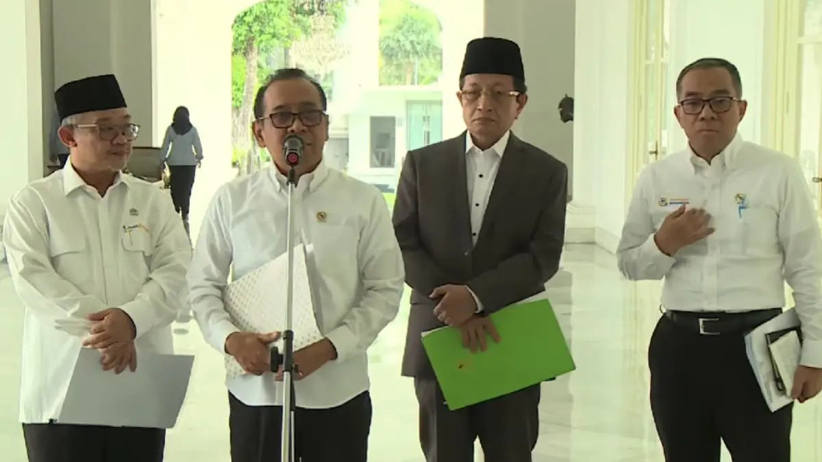 Menko PMK, Pratikno seusai mengikuti Ratas Penerapan Pendidikan Negeri Gratis di Istana Merdeka, Jakarta, Rabu (23/9/2026).  (Sekretariat Presiden)