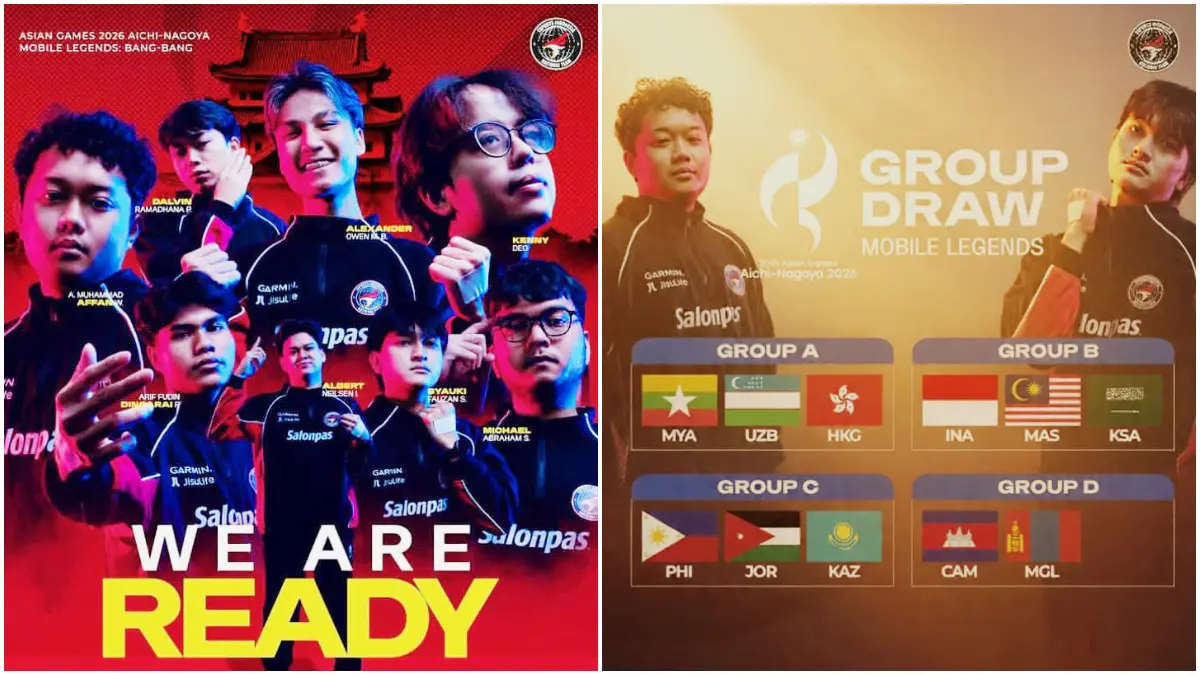 Para penggawa Timnas MLBB Indonesia pada ajang Asian Games 2026 yang akan digelar di Aichi Nagoya, Jepang. (Foto : Instagram: @pbesi_official)