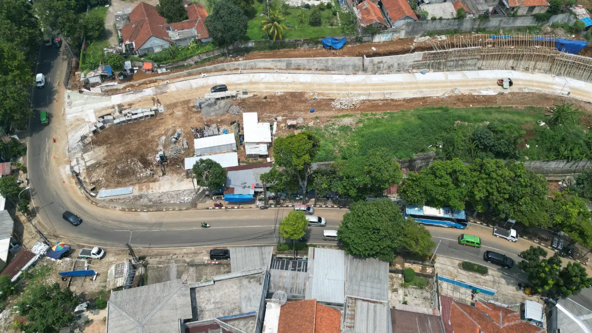 Proyek pembangunan trase baru Jalan Saleh Danasasmita, Batutulis Bogor dari udara. Foto: Aziz/Radar Bogor