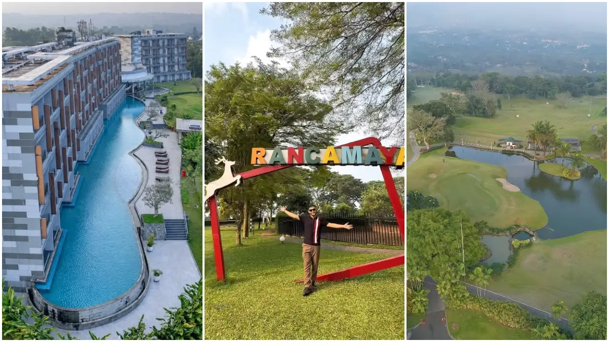 Suasana R Hotel Rancamaya, Bogor yang menawarkan staycation dengan lagoon pool sepanjang 96 meter. (Foto:  Instagram @enjoybogor)