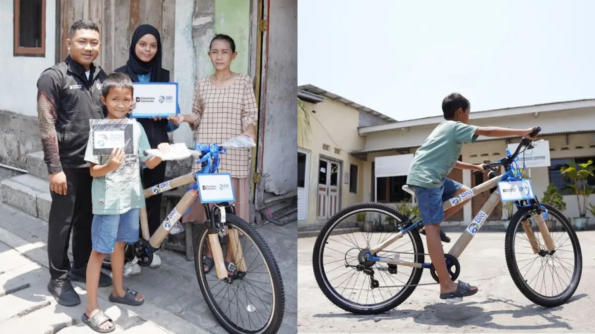 Mahesa siswa kelas 6 SD Barunawati Kota Semarang mendapat bantuan sepeda dari BRI Peduli. (Dok. BRI)