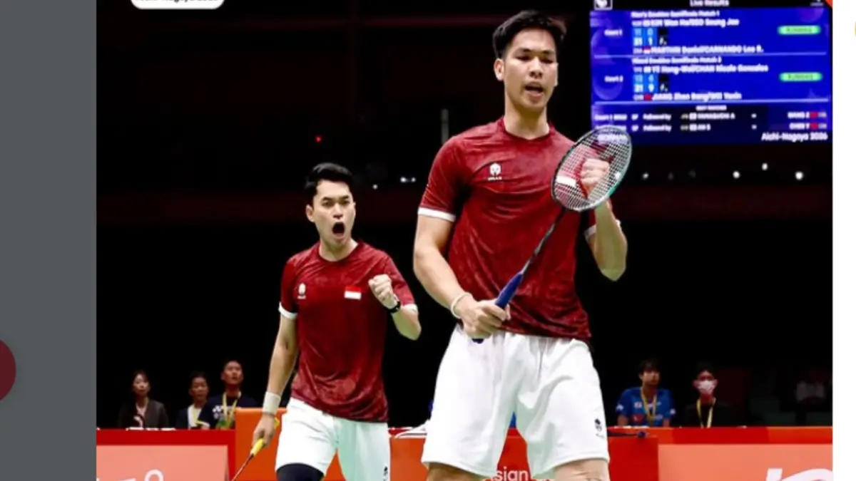 Pasangan ganda putra bulu tangkis Indonesia, Leo Daniel Carnando dan Daniel Marthin berhasil melaju ke final Asian Games 2026 (PBSI)