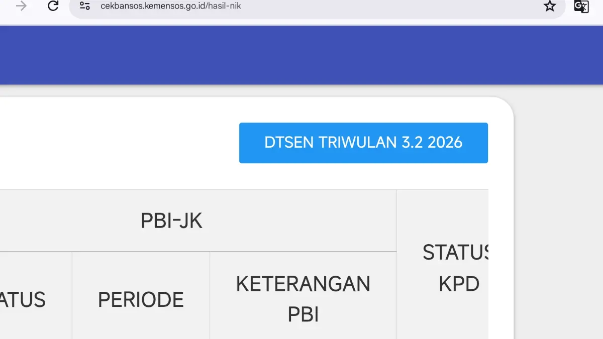 Status Data DTSEN Cek Bansos Triwulan 3.2 2026 (cekbansos.kemensos.go.id)