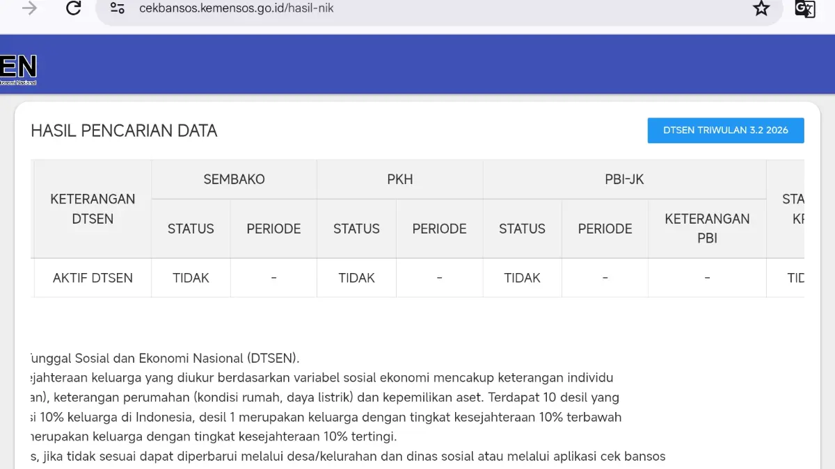 Ciri Data KPM di Cek Bansos yang tidak terima bantuan sosial (cekbansos.kemensos.go.id)
