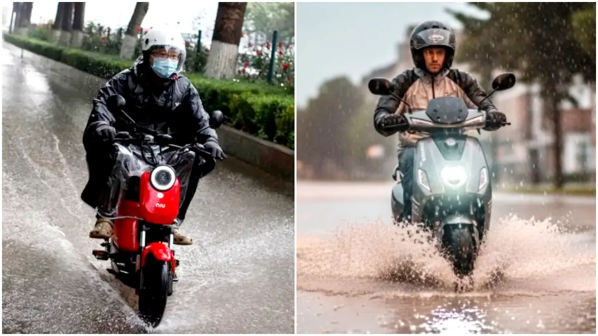 Ilustrasi naik motor listrik saat hujan. (Foto : google)