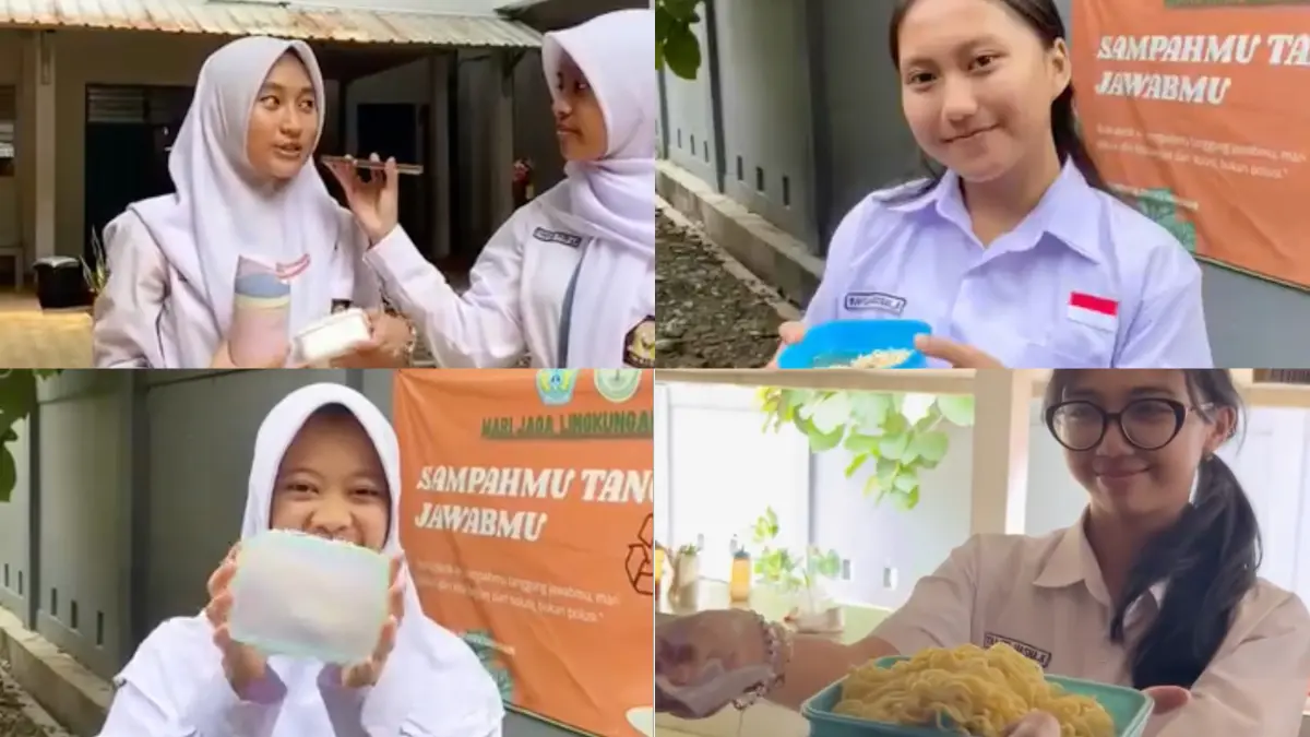 Anak-anak SMAN 2 Kota Bogor menjalankan program unik tanpa tong sampah di 2 hari. Foto: Instagram