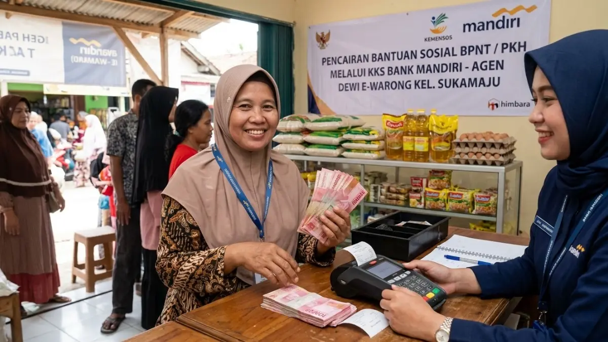 Buatkan ilustrasi foto pencairan bansos BPNT (Gemini AI)