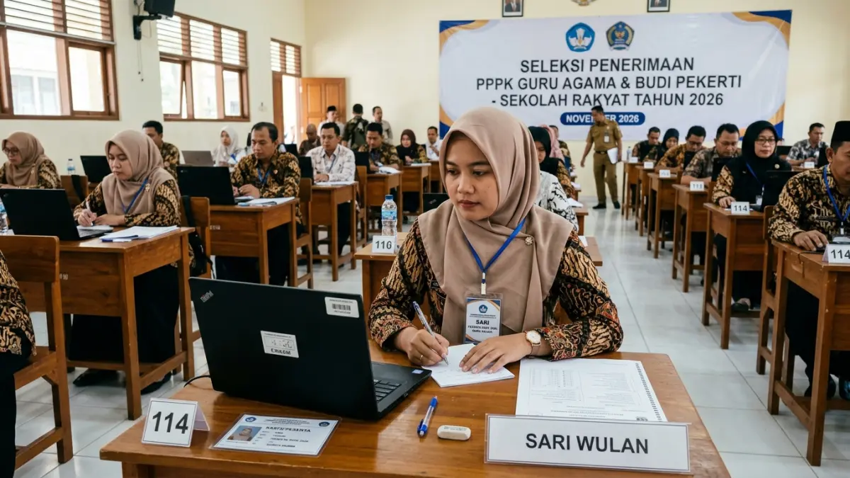 Ilustrasi seleksi PPPK Guru Agama dan Budi Pekerti Sekolah Rakyat (Gemini AI)