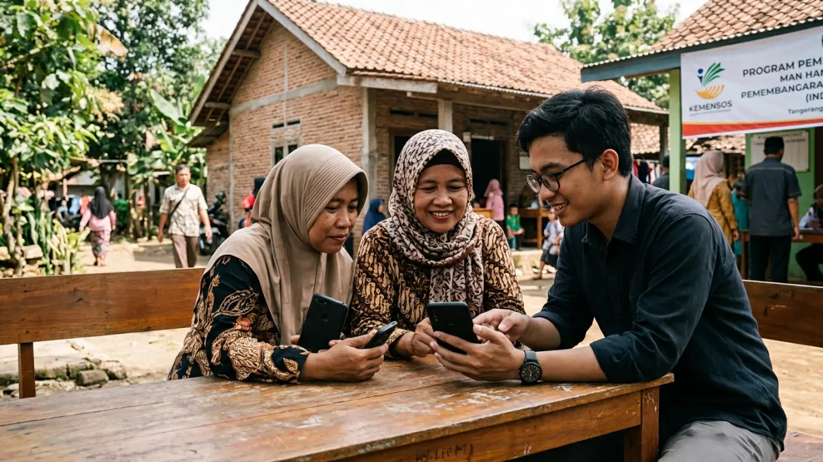 Ilustrasi pengecekan desil lewat HP (Gemini AI)