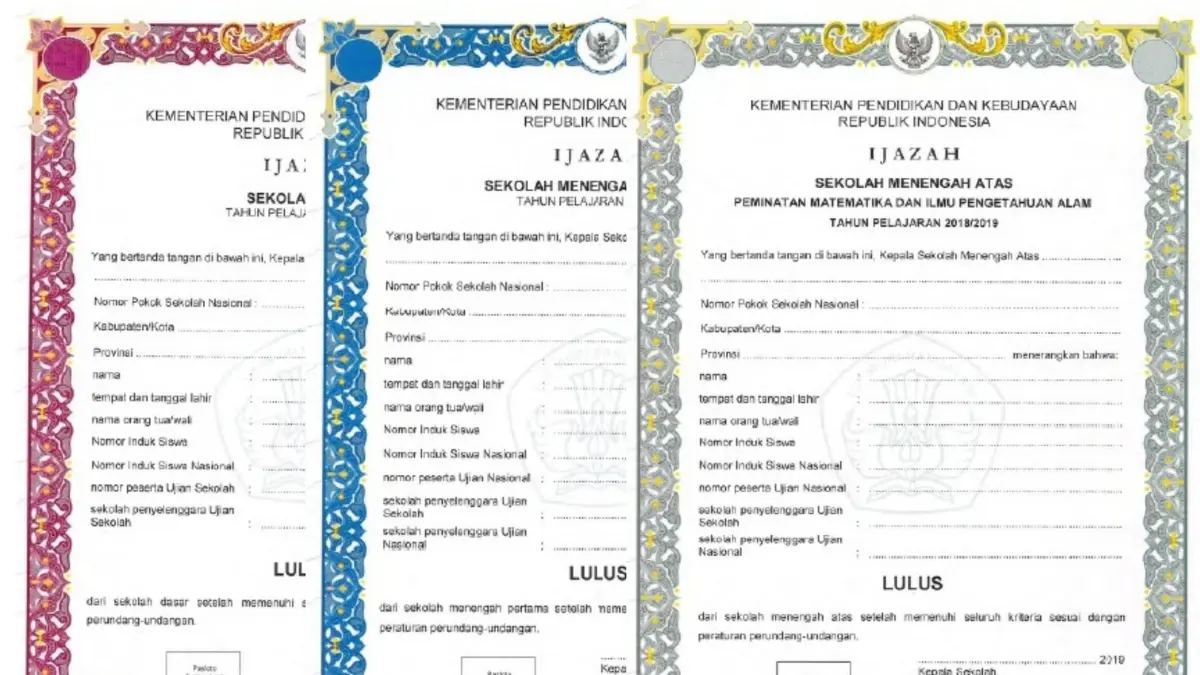 Ilustrasi lembar ijazah (disdik.bekasikota.go.id)