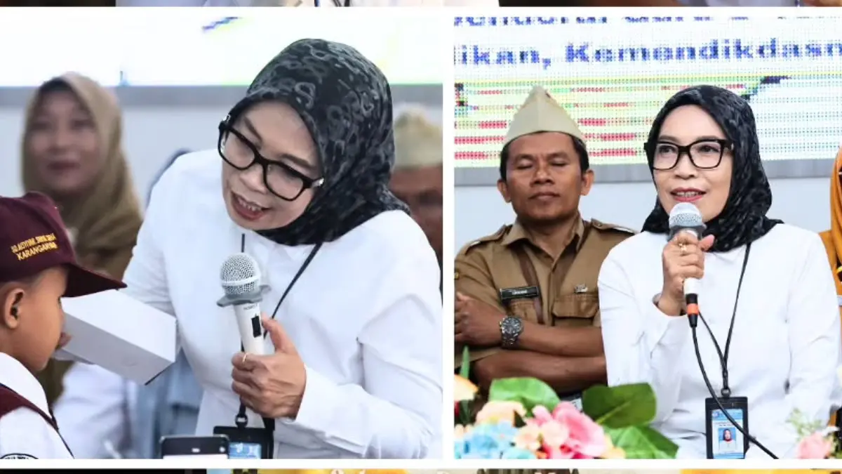 Dirjen GTK Nunuk Suryani saat menghadiri MPLS di SD ASC Karanganyar (Instagram @ditjen.gtk.kemdikbud)