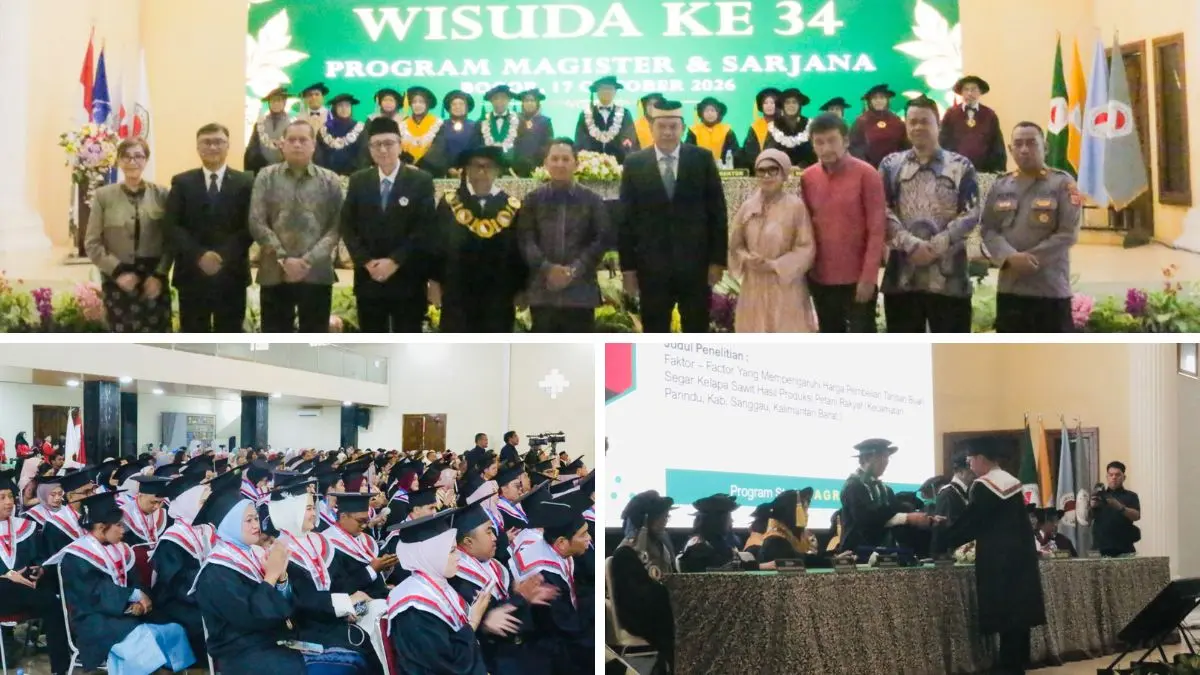 Seremoni Wisuda ke-34 UNB Bogor program magister dan sarjana dalam Sidang Terbuka Senat. (Foto: Raissa Magang Radar Bogor)