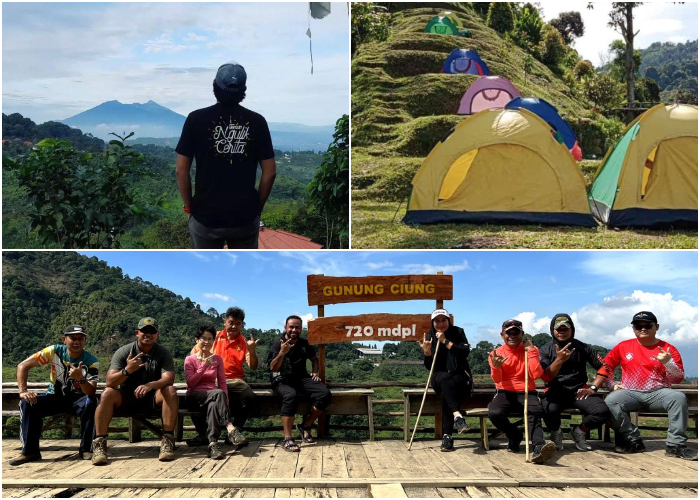 Petualangan trekking hutan atau hiking ke Gunung Ciung, Bogor, Jawa Barat.