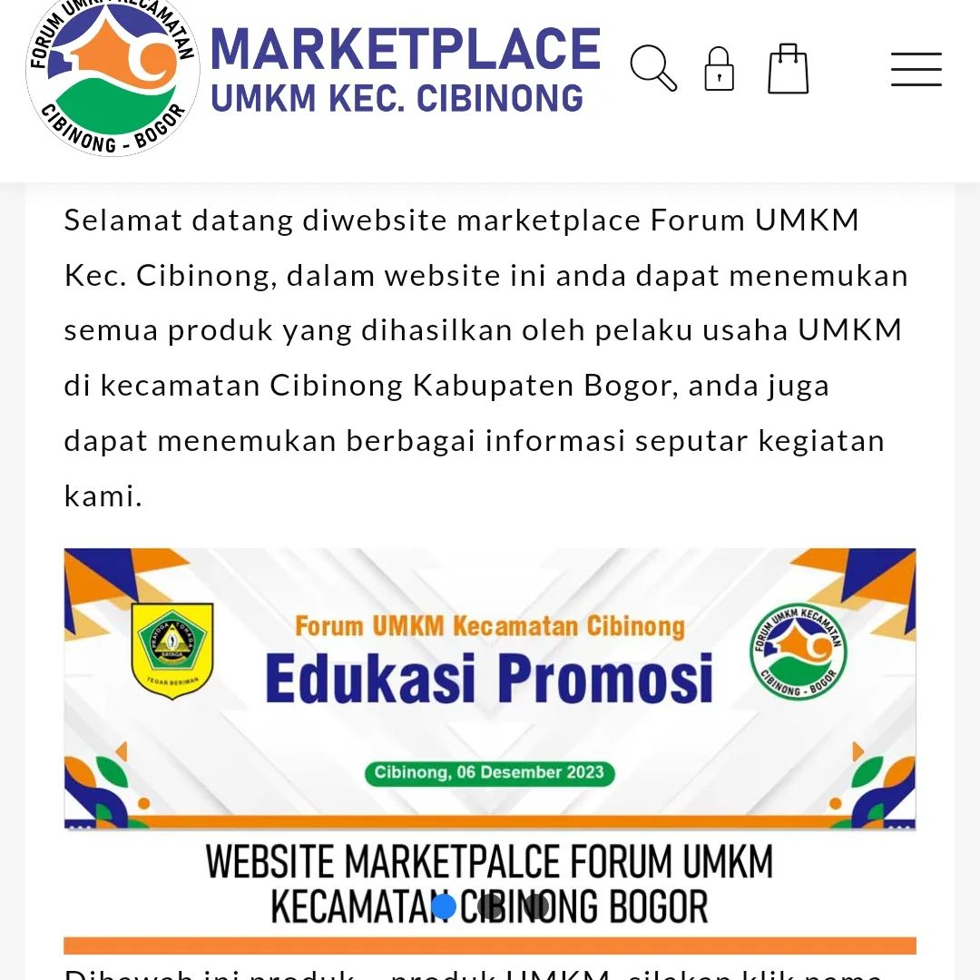 Pemerintah Kecamatan Cibinong kini menghadirkan website sekaligus marketplace untuk UMKM.