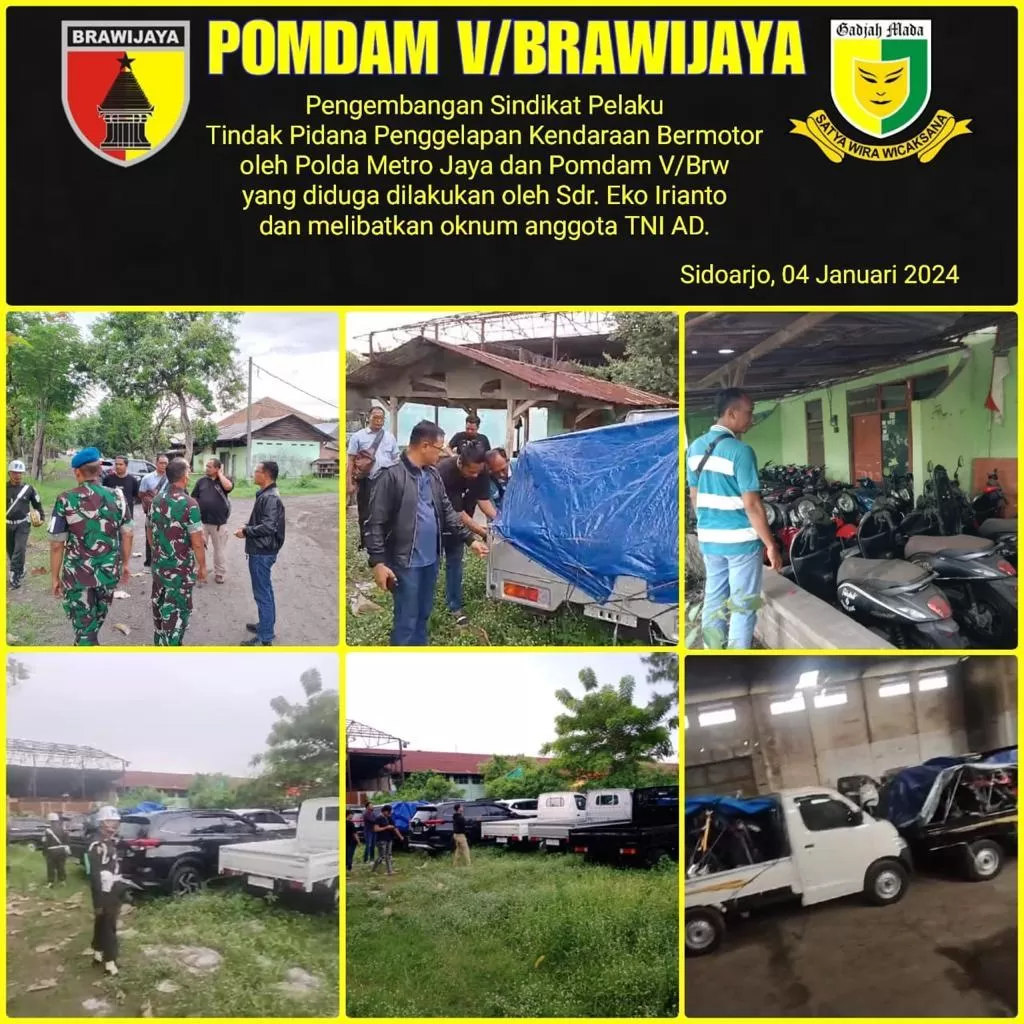 Polda Metro Jaya bersama Kodam V/Brawijaya membongkar kasus pencurian kendaraan bermotor. Kasus ini turut melibatkan oknum anggota TNI AD. Pengungkapan ini dilakukan di Sidoarjo, Jawa Timur. (Istimewa)/sumber: jawapos.com