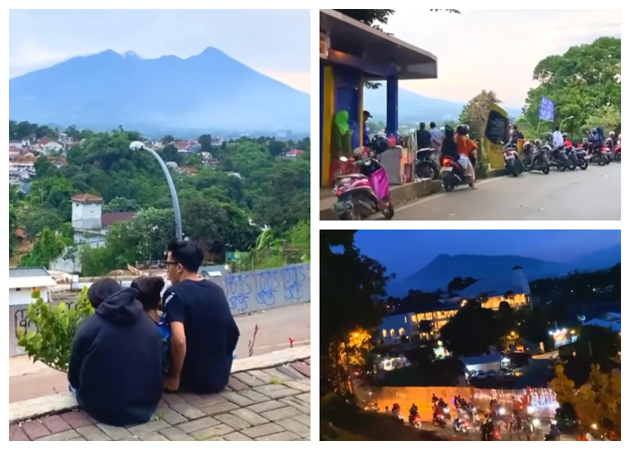 Kawasan tikungan Mbah Dalem Batutulis, Kota Bogor, selalu dipenuhi sejumlah warga yang asyik memotret pemandangan indah kaki Gunung Salak.