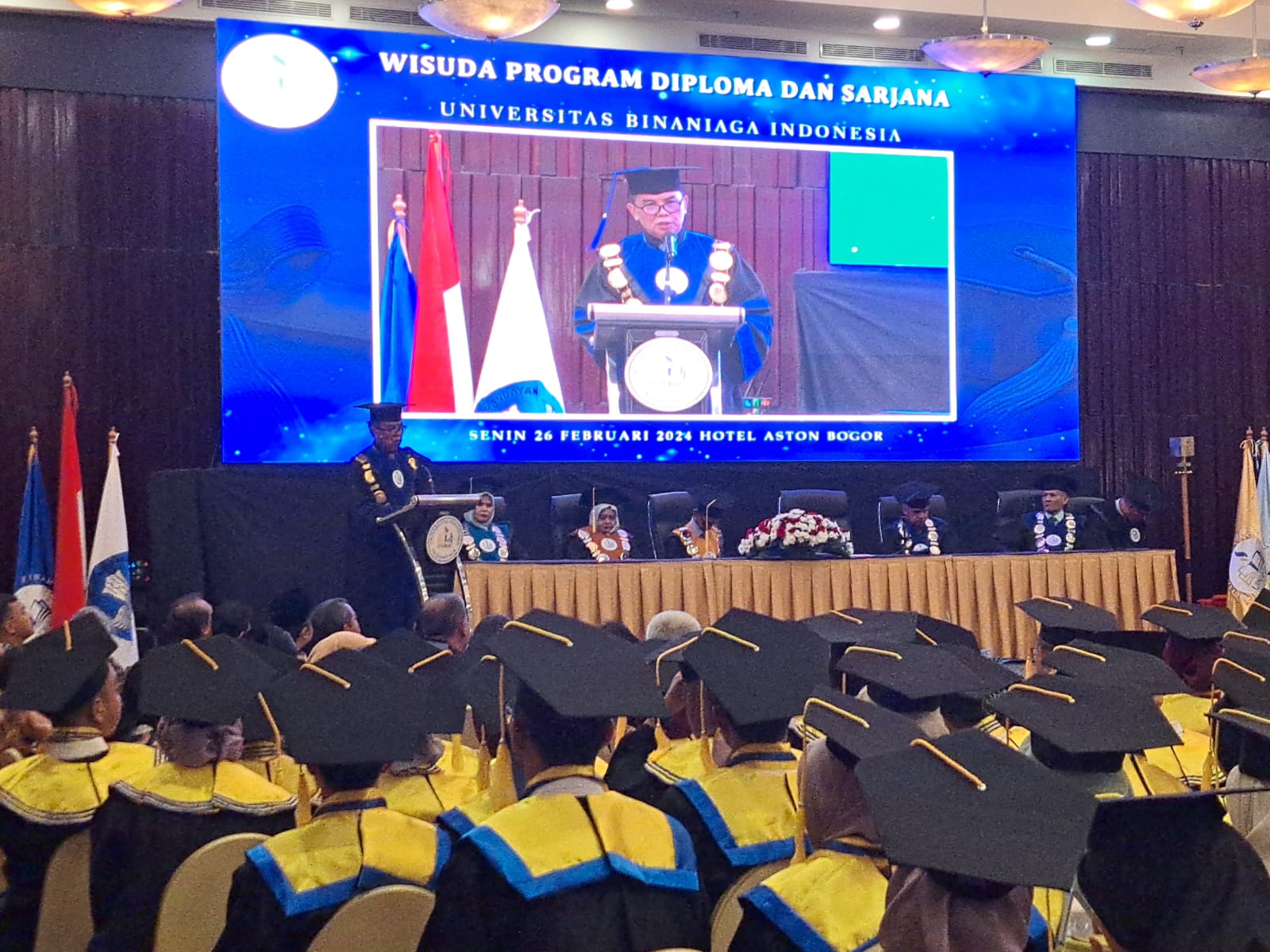 Universitas Binaniaga Indonesia (Unbin) mengadakan Sidang Senat Terbuka yang berlangsung di Hotel Aston Bogor, Senin (26/2/2024). REKA/RADAR BOGOR