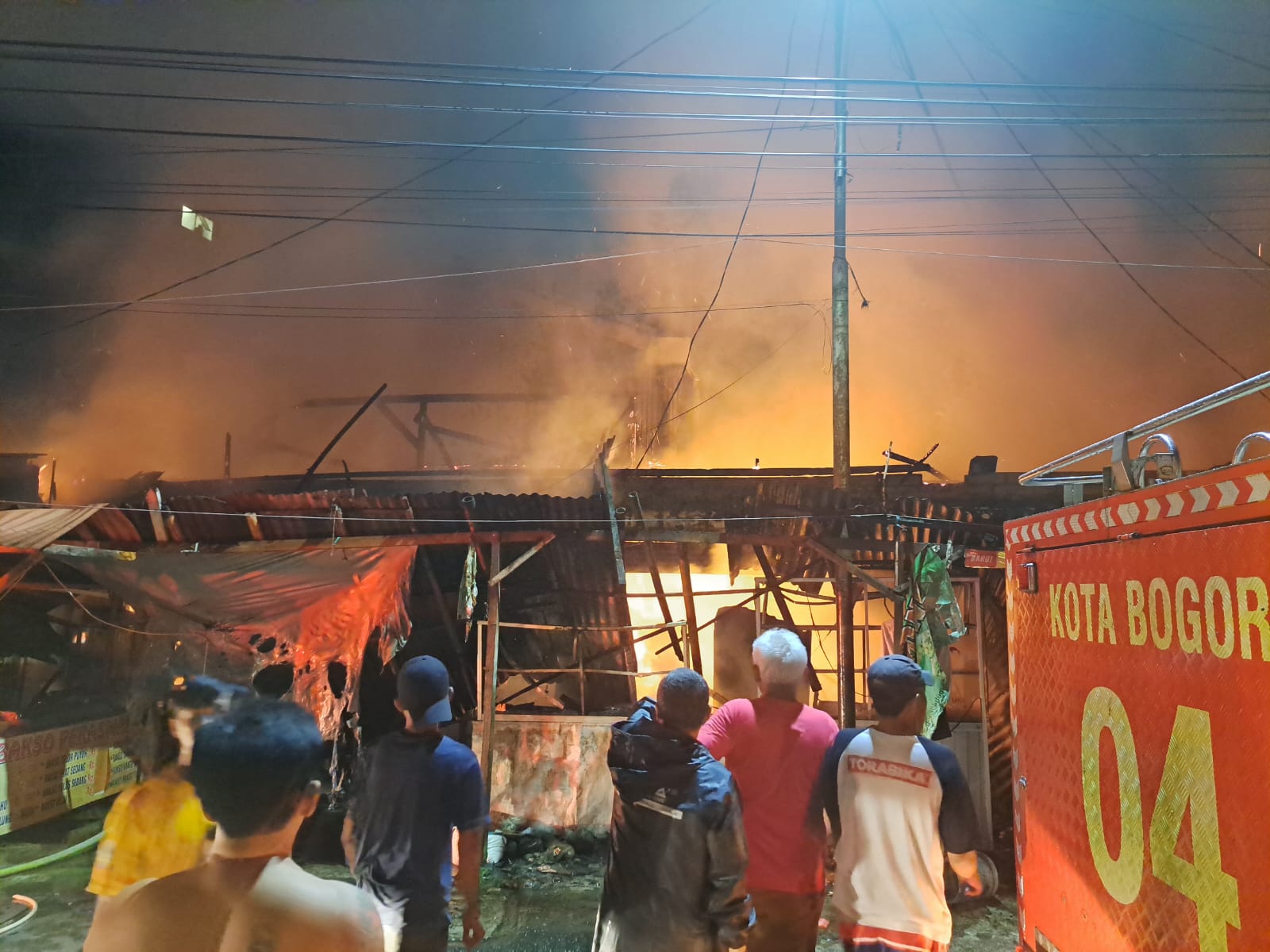 6 kios di Jalan Sedane, Kelurahan Empang, Kecamatan Bogor Selatan yang terbakar pada Selasa (20/2/2024) pukul 20.00 WIB.