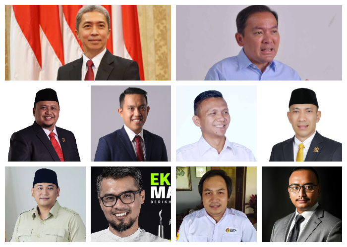 Dari kiri ke kanan bursa Calon Wali Kota Bogor di Pilwalkot 2024 : Dedie A Rachim, Raendi Rayendra, Atang Trisnanto, Sendi Fardiansyah, Jenal Mutaqin, Rusli Prihatevy, Ibnu Ariebowo Kusumo, Eka Maulana, Aji Jaya Bintara dan Adrian Dimas Prakoso.