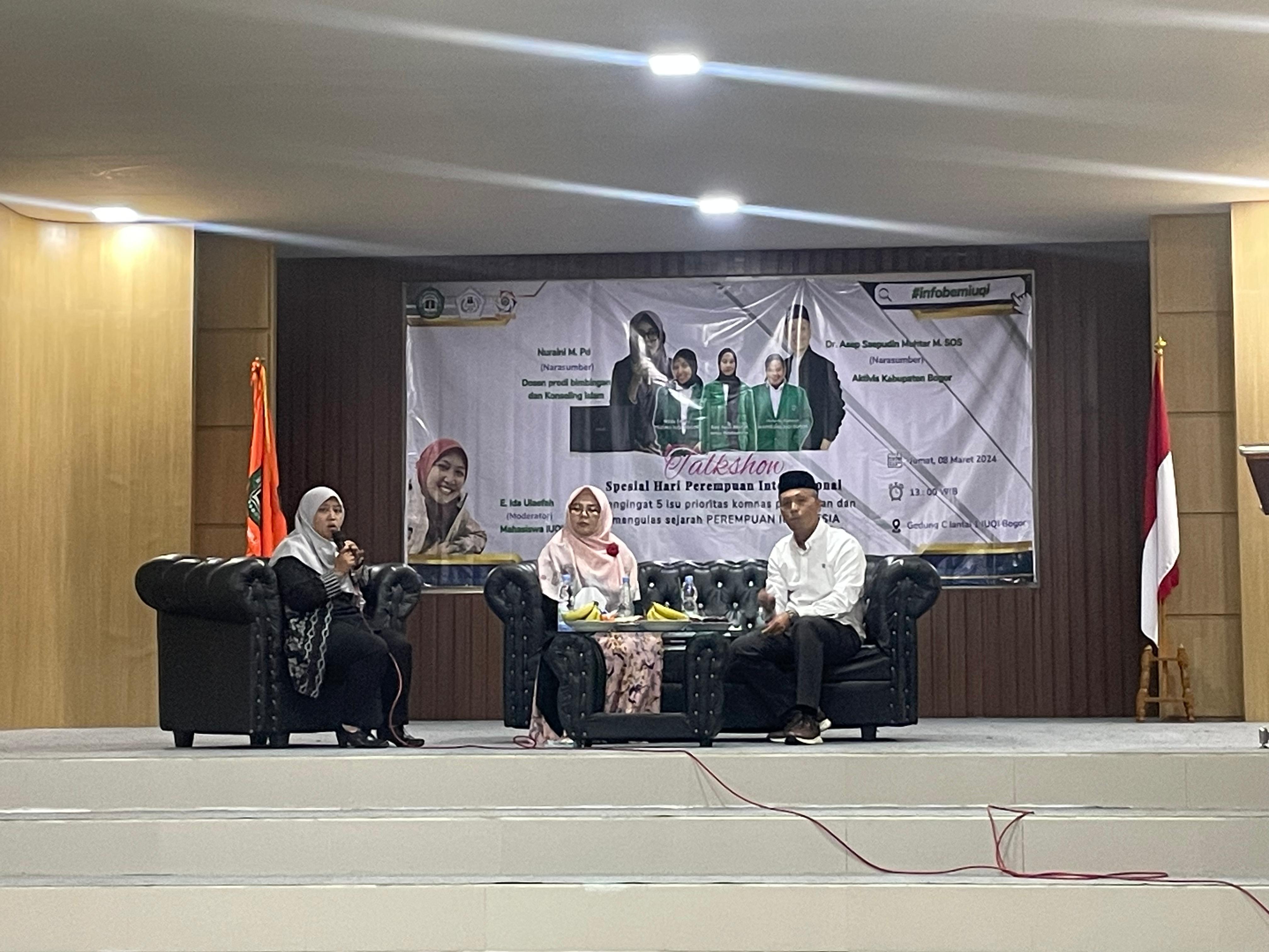 Badan Eksekutif Mahasiswa (BEM) Institut Ummul Quro Al-Islami (IUQI) menggelar acara, dalam memperingati Hari Perempuan Internasional.
