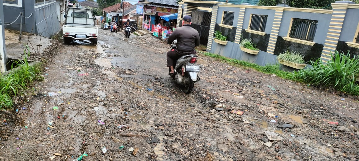 Kondisi Jalan Cikereteg - Pancawati, Caringin yang rusak parah.