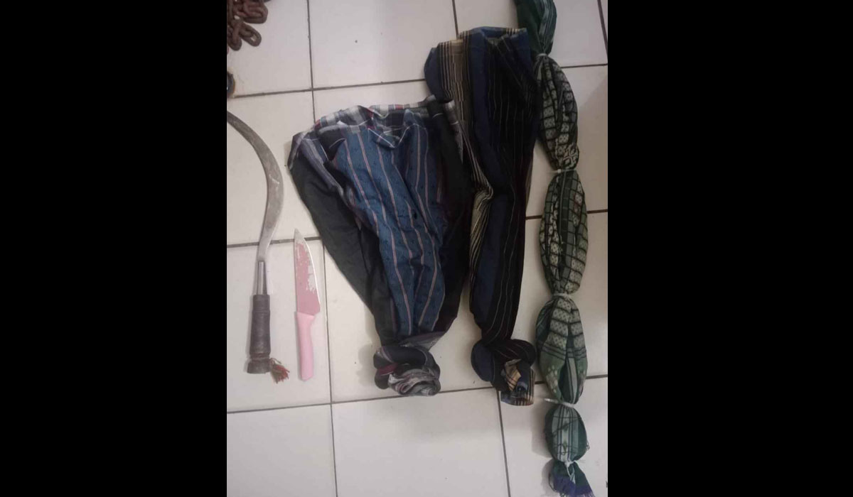 Barang bukti tawuran perang sarung yang diamankan dari sejumlah pelajar, Sabtu (24/3/2024).