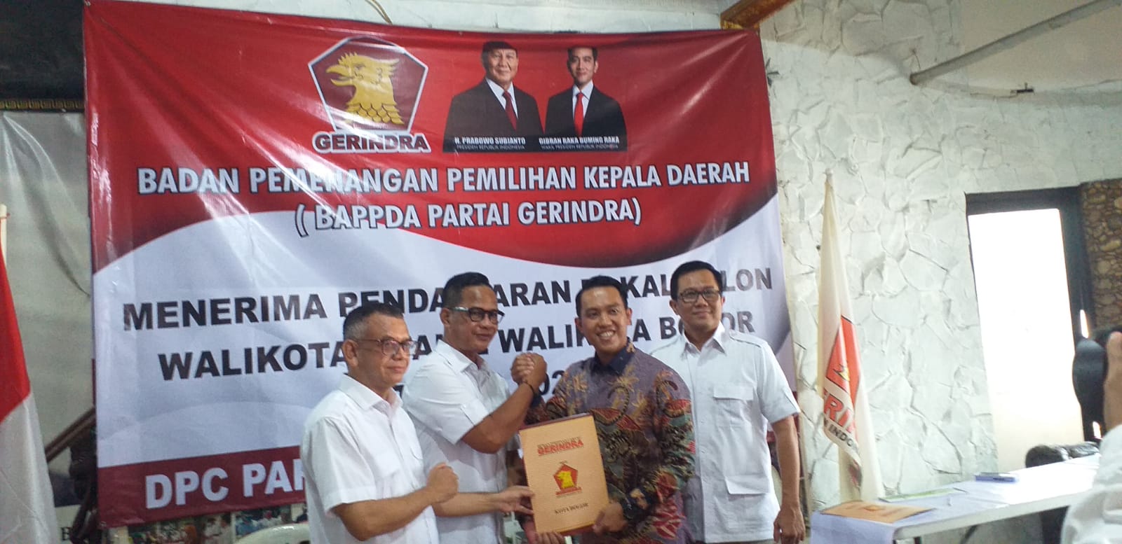 DPC Gerindra Kota Bogor Buka Penjaringan, Sendi Fardiansyah Jadi Pendaftar Pertama. IST